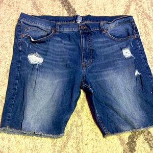 Ripped Blue Jean Shorts